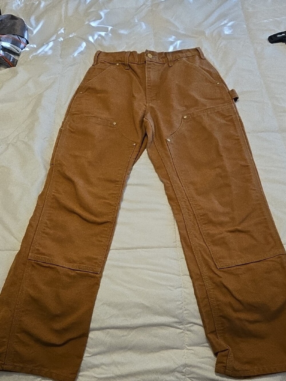 Carhartt Vintage Double Knee Work Dungarees Brown Duck 28x30 USA Made B01 BRN
